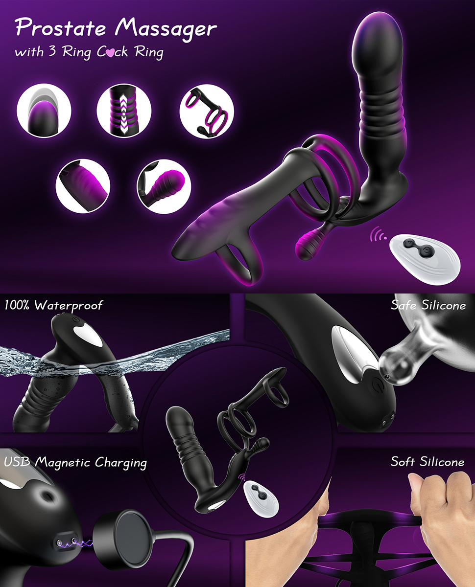 Vibrating Cock Ring with Rose Clitoral Stimulator,Couples Adult Sex Toys for Men Women, Pleasure Penis Ring Vibrator with 9 Vibrations G Spot Stimulation,Male Vibrator Sex Toys