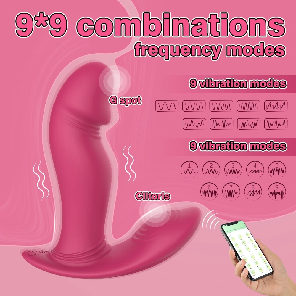 Wearable G Spot Dildo Vibrators Adult Sex Toys for Women or Men, App Remote Control Panty Mini Vibrator with 9 Quickly Wiggling & Vibrating Modes Panties Quite Rose Toy Sex Machine