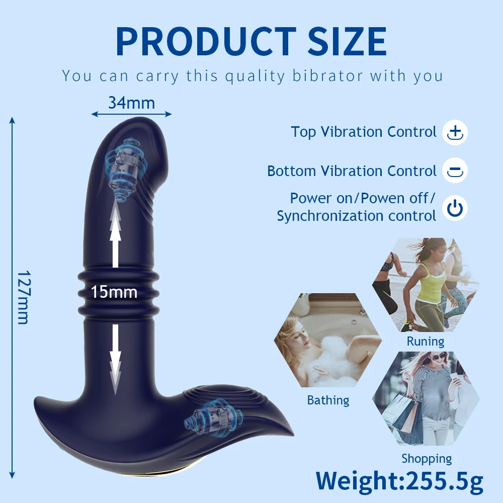 Thrusting Vibrating Prostate Massager Anal Butt Plug, Anal Male Adult Sex Toys for Men Women Couples, Remote Control Anal Dildo Vibrator, 10 Modes Anal Beads, Anal Training Sex Toy Game Play