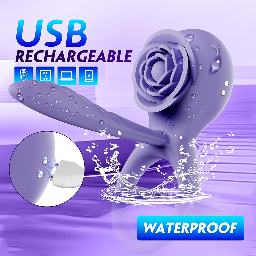 Vibrating Penis Ring Vibrator Cock Ring Penis Sleeve with Rose Clitoral Stimulator, Couples Adult Sex Toys for Men Women, Male Female Couple Sex Toy with G Spot Clitoris Vibrator