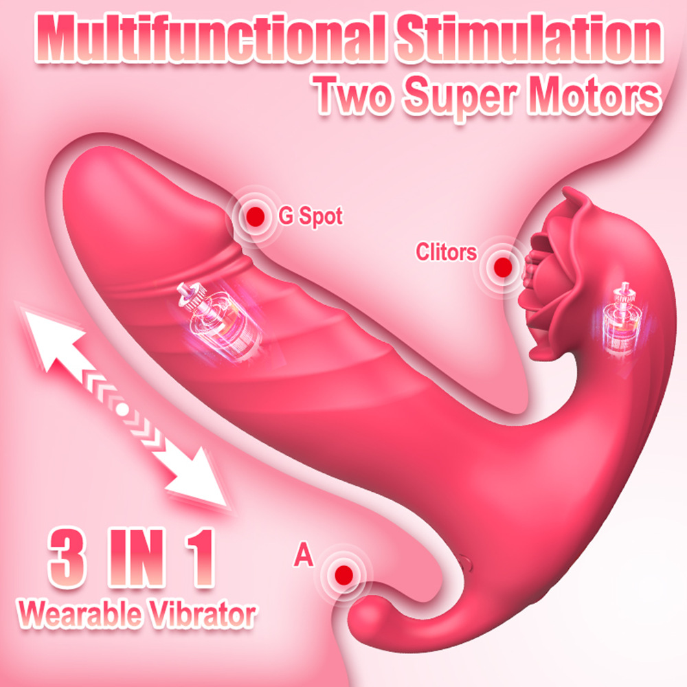 Wearable Panties Vibrator Thrusting Dildos Anal Vibrators with Remote Control 3 in 1 with 9 Thrust Modes 9 Vibration Modes G-Spot Butterfly Vibrator for Women Couples Adult Sex Toys