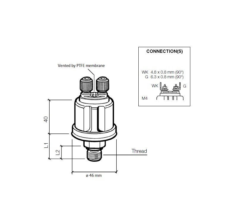 Cảm biến áp lực nhớt hiệu VOD dùng cho máy phát điện