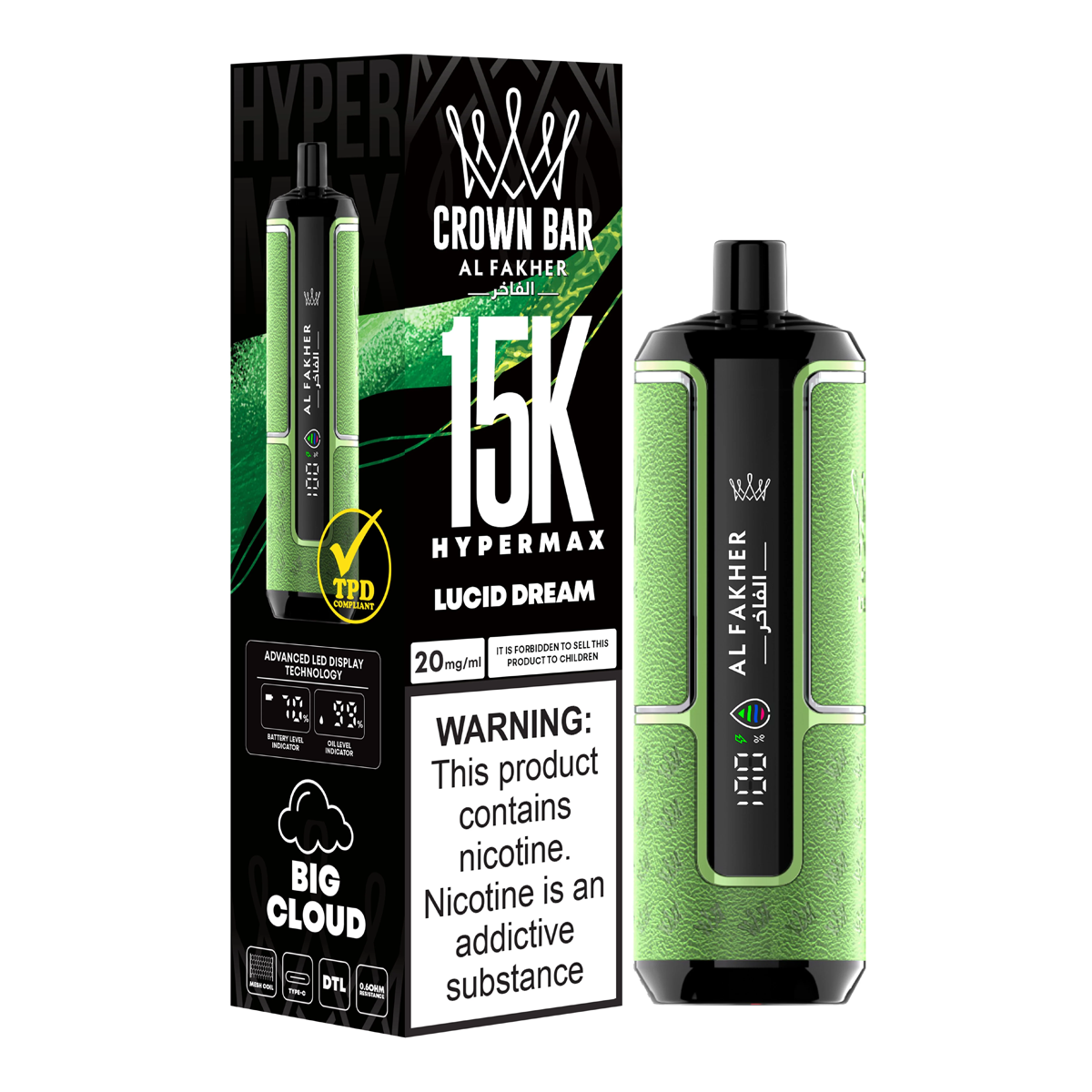 Al Fakher Crown Bar Hypermax 15000 Puffs-Vente en gros
