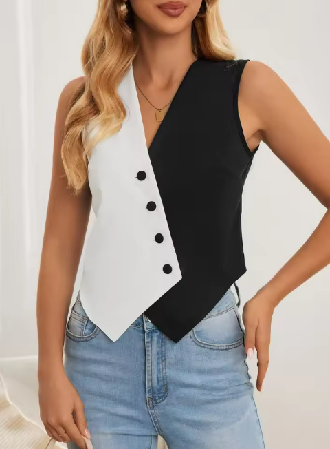 Two-Tone Sleeveless Top