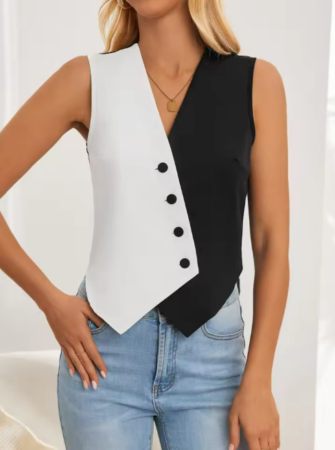 Two-Tone Sleeveless Top
