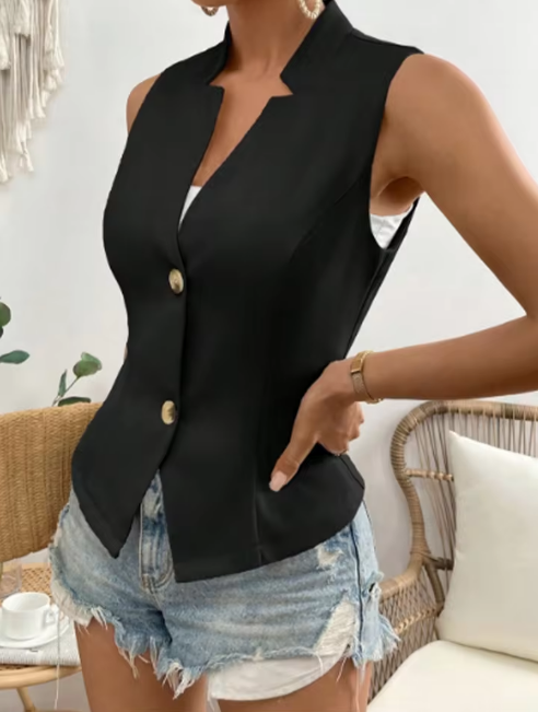 Women's White Sleeveless Blazer