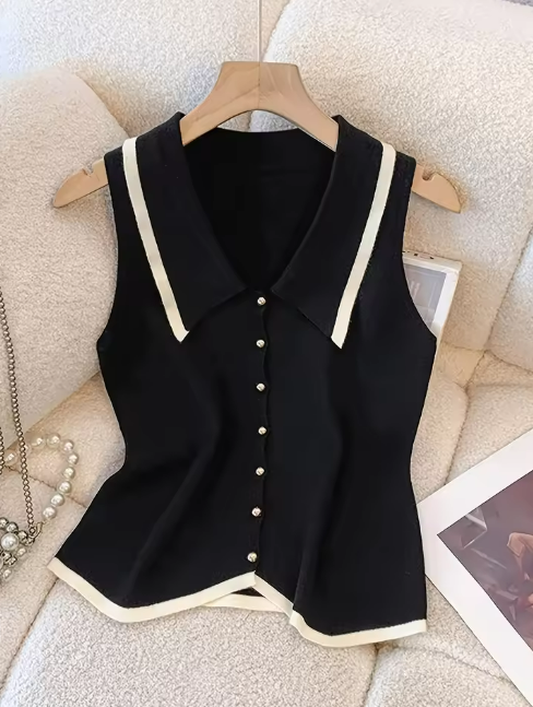 Sleeveless Collared Top