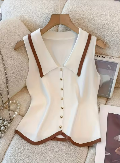 Sleeveless Collared Top