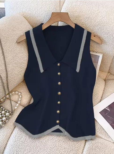 Sleeveless Collared Top