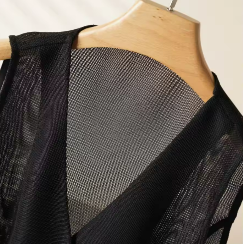 Black Mesh Buttoned Vest