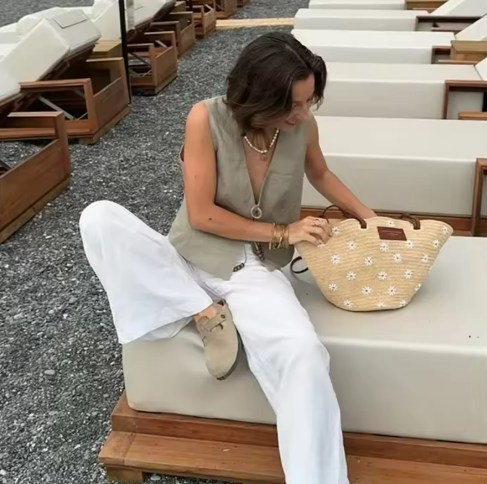 Beige Sleeveless Vest