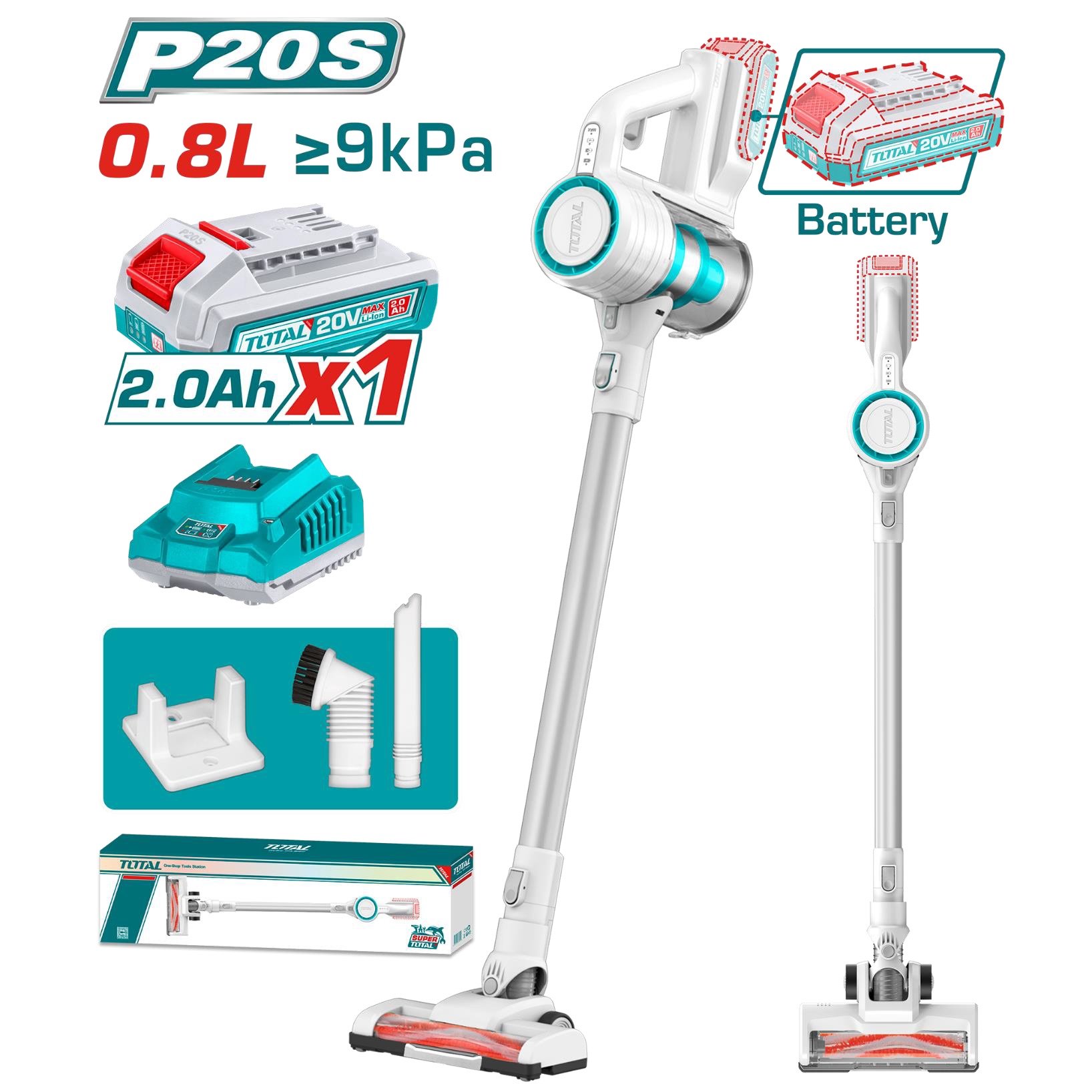 TOTAL Cordless Vacuum Broom Cleaner Set