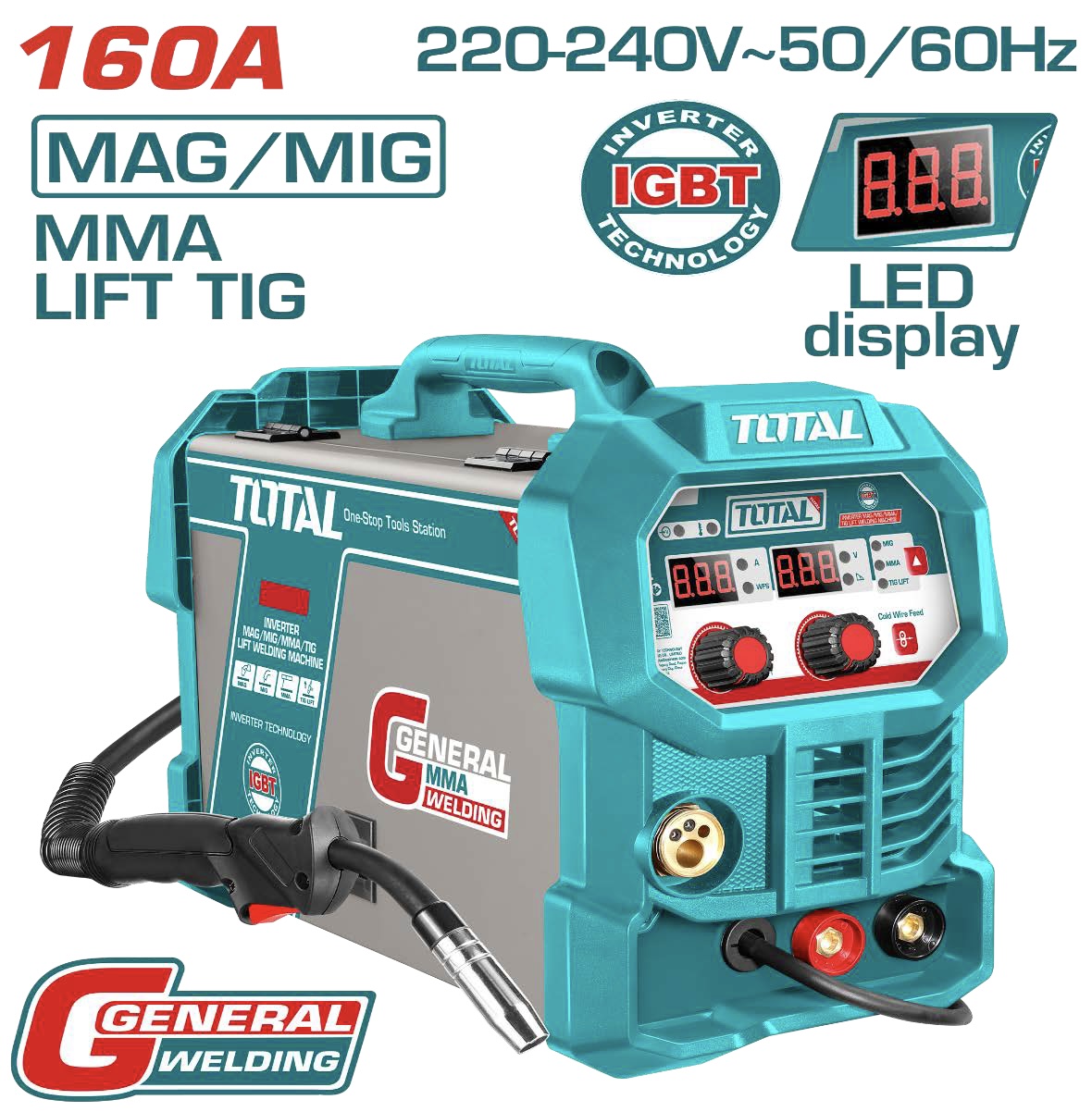 TOTAL - 160A Inverter Welder MAG MIG MMA TIG