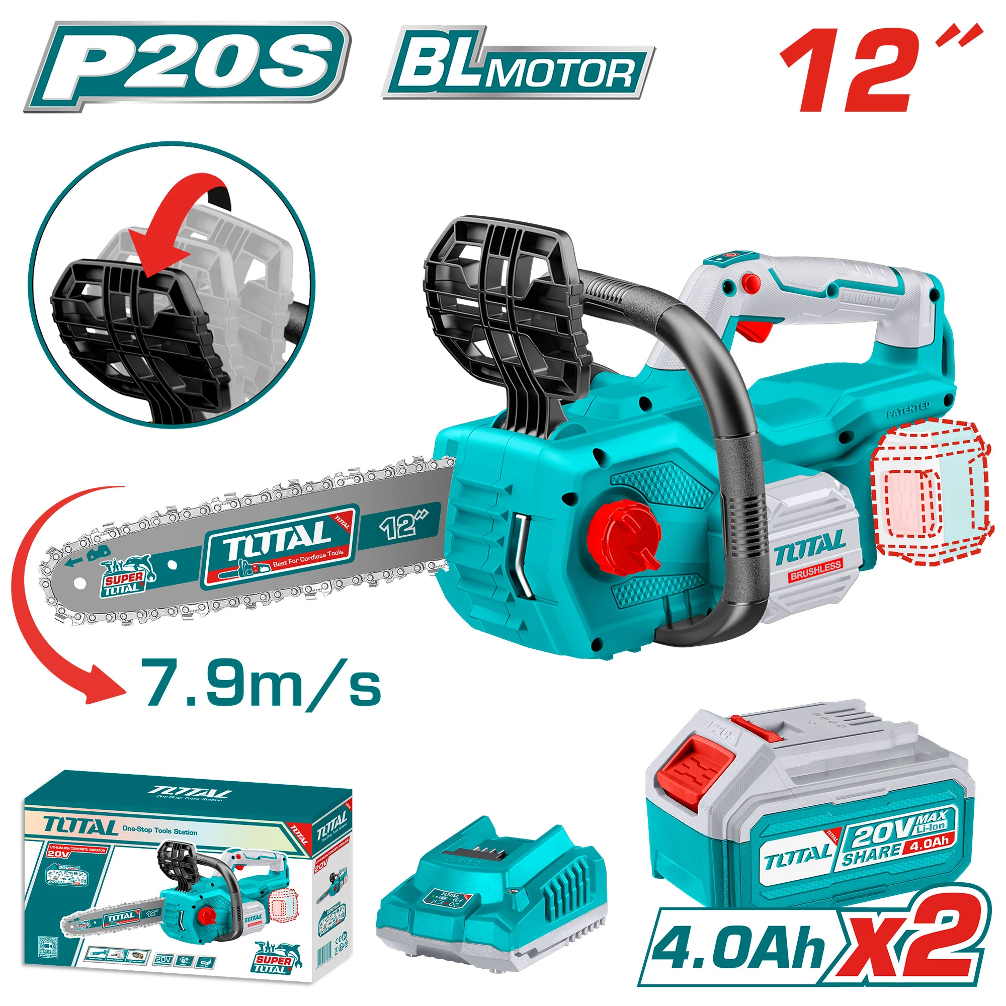 TOTAL 12-inch Cordless Chainsaw Combo Set