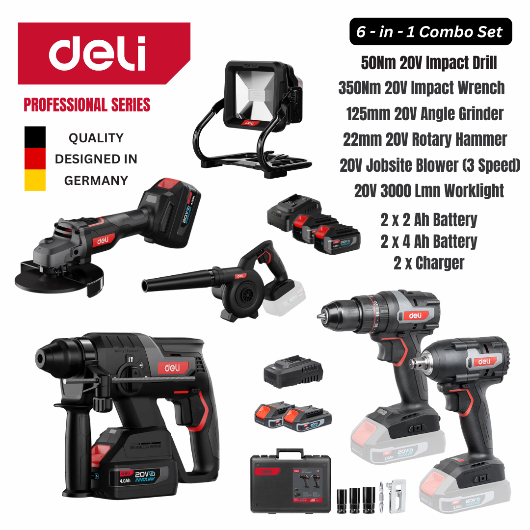DELI -  6-in-1 20V Professional Combo Tool Set