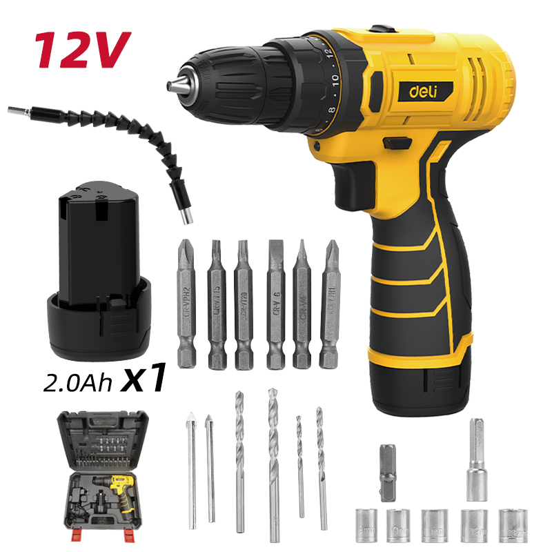 DELI - Cordless 12V Electric Drill Set