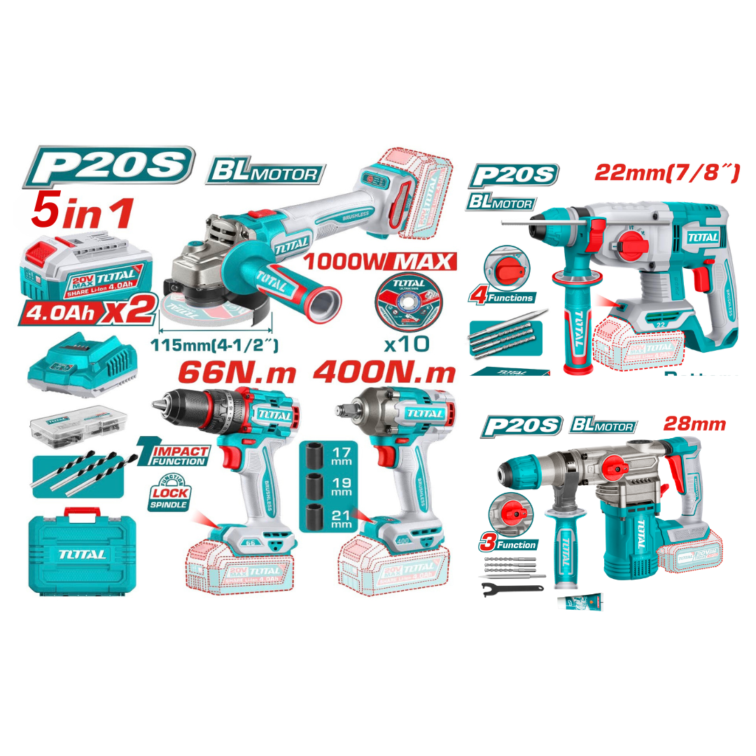 TOTAL P20S 5-in-1 Power Tool Set