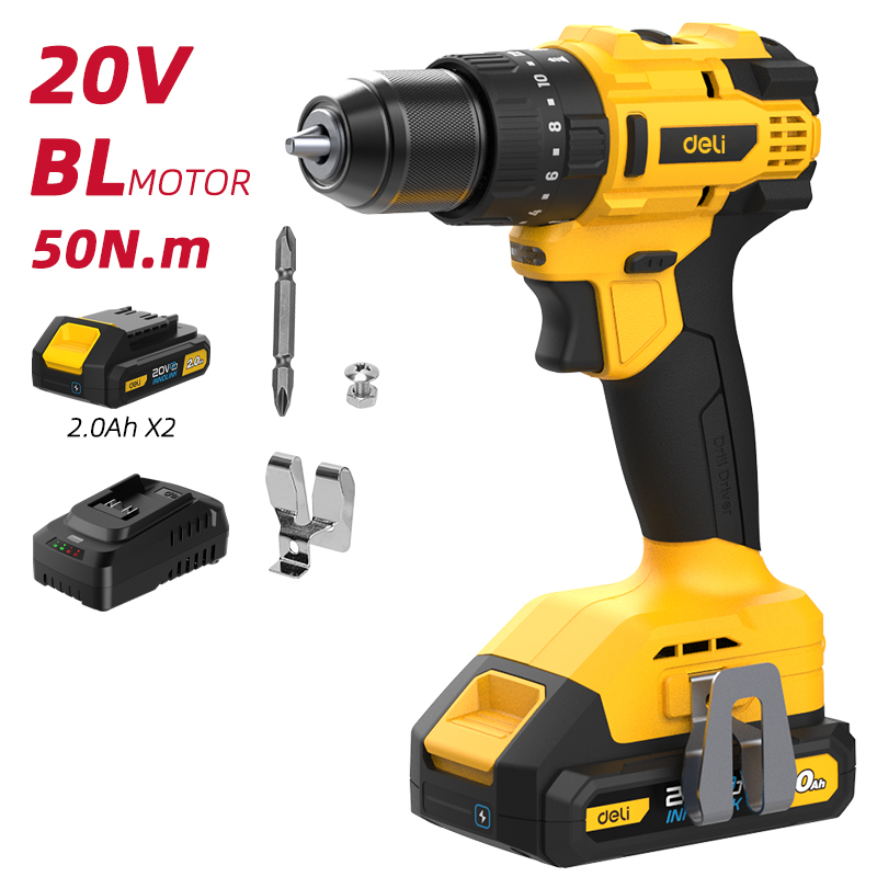 DELI - Cordless Impact Drill Driver 20V 50Nm Set