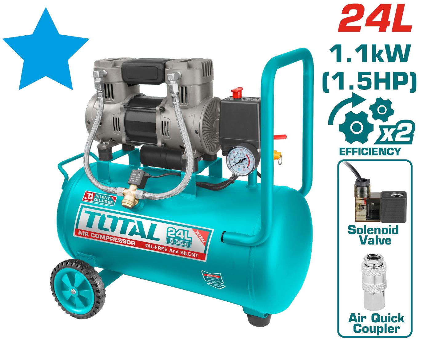 TOTAL - 24L Air Compressor Silent 