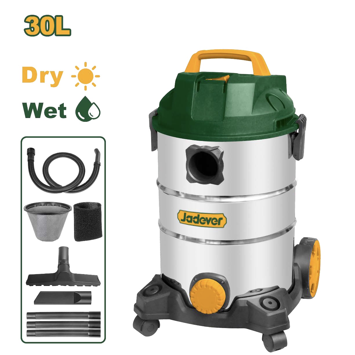 JADEVER - 30L Wet and Dry Vacuum Cleaner 1200W  (18Kpa + )