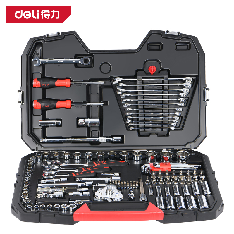 DELI - 128-Piece 1/4"+3/8"+1/2" Complete Mechanical Socket Set