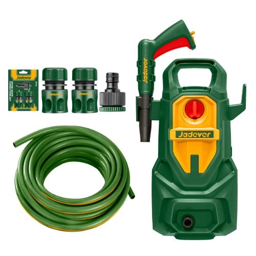 JADEVER - 1400w 110bar High-Pressure Washer Kit + 20m water Hose + 3 pcs Connector 