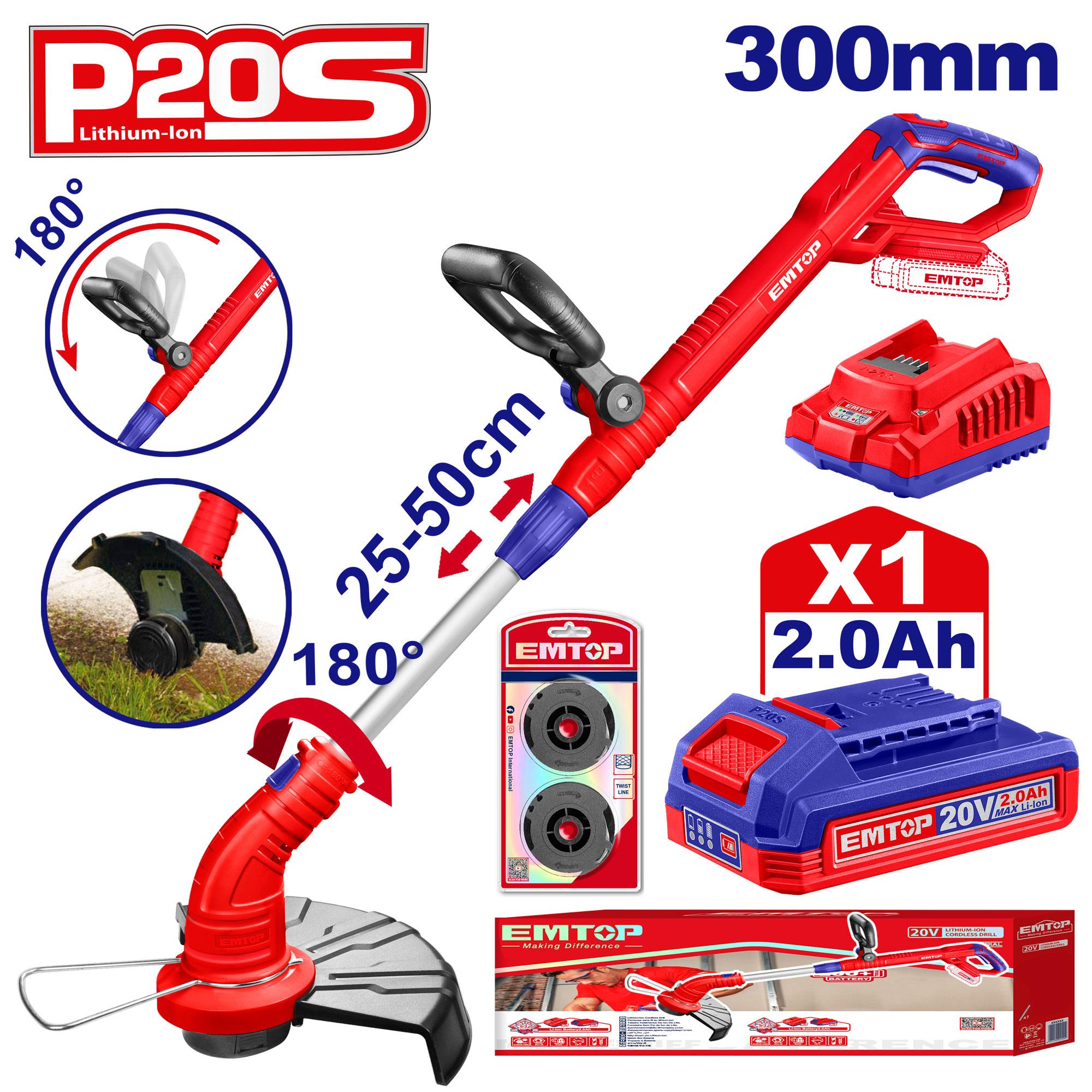 EMTOP - 20V Cordless Grass Trimmer Set 