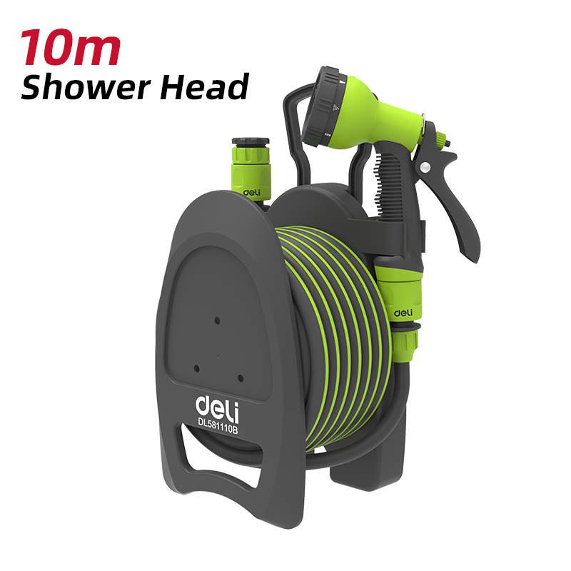 DELI - 10m Garden Hose Set & Storage Reel with Shower Head