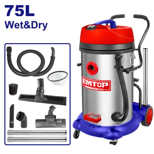EMTOP - 75L Wet & Dry Industrial  Vacuum Cleaner (2400W  / 16kpa+) 