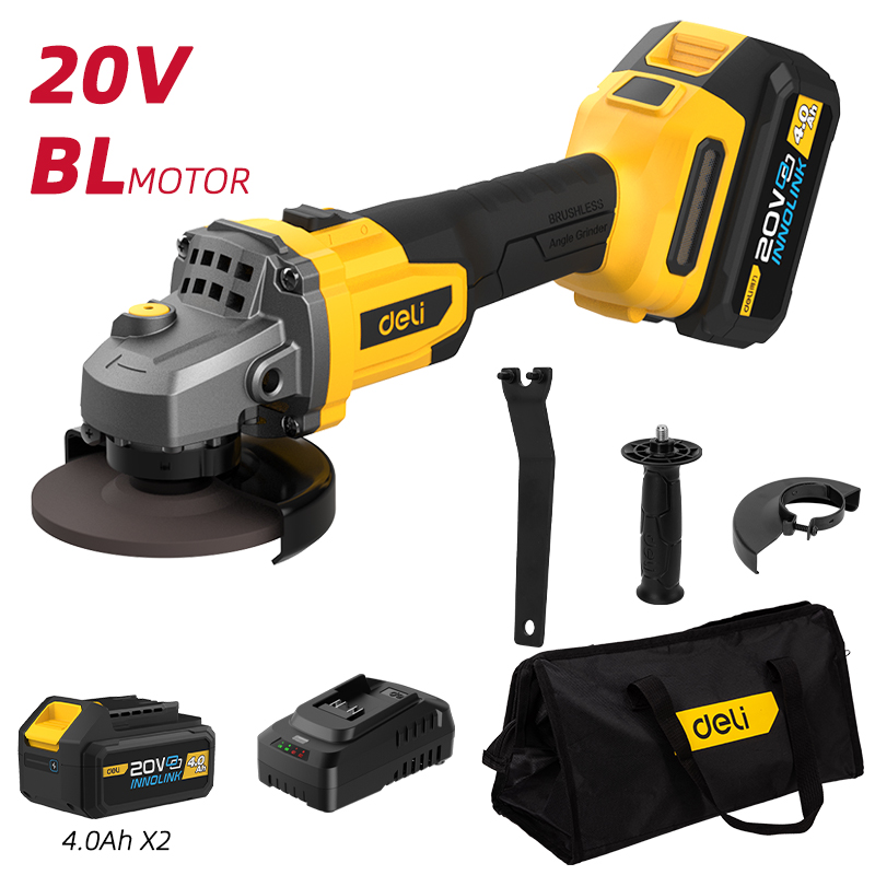 DELI - Cordless Angle Grinder 20V 100mm Set