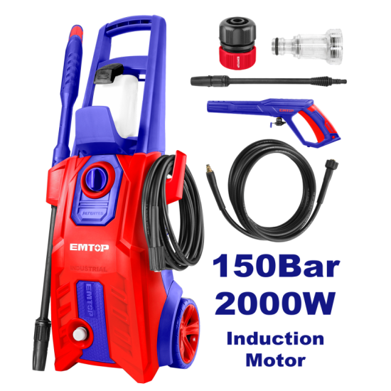EMTOP -  High-Pressure Washer 2000W 150 Bar  - Superior Induction Motor 