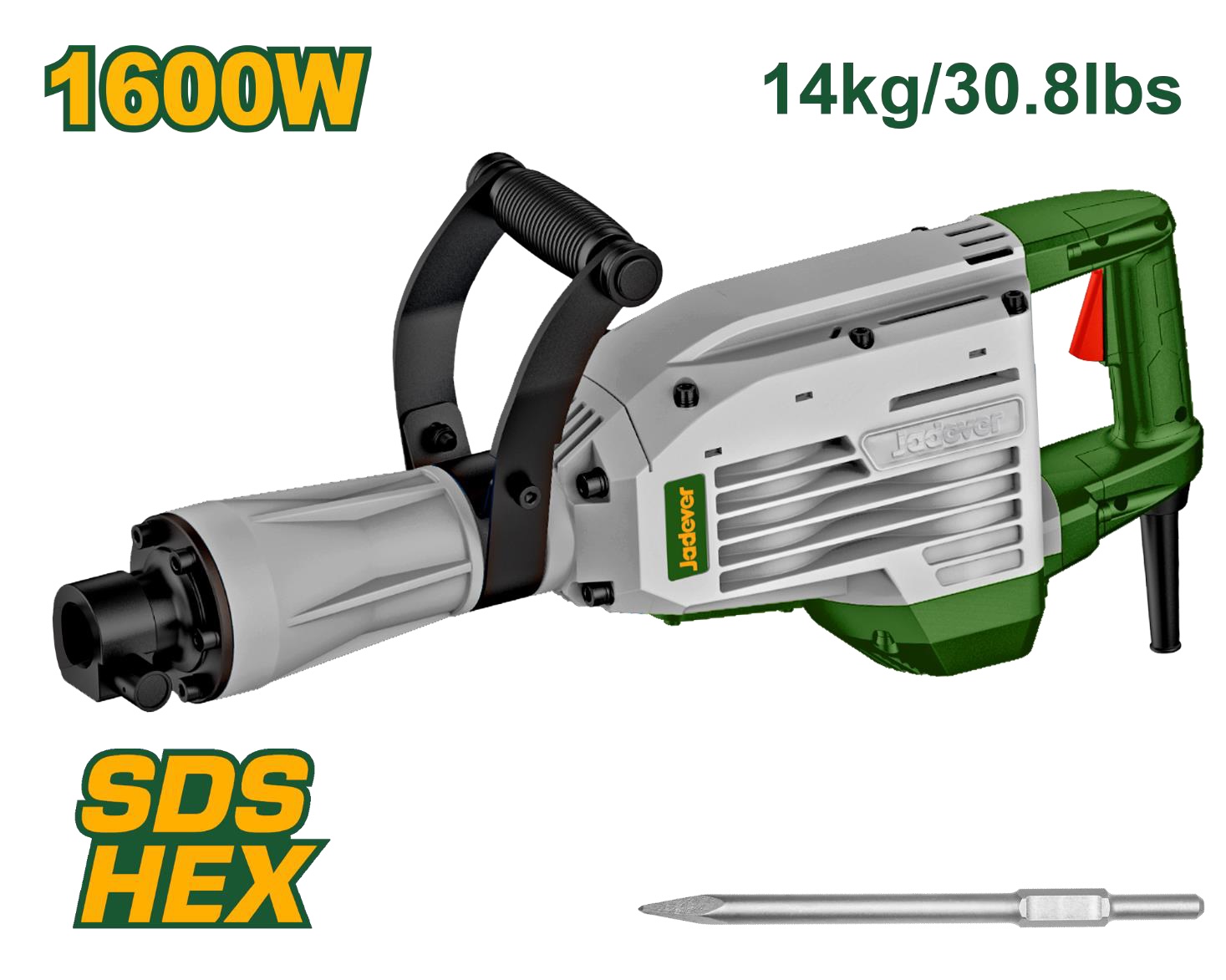 JADEVER - 1600W SDS HEX Demolition Hammer Breaker