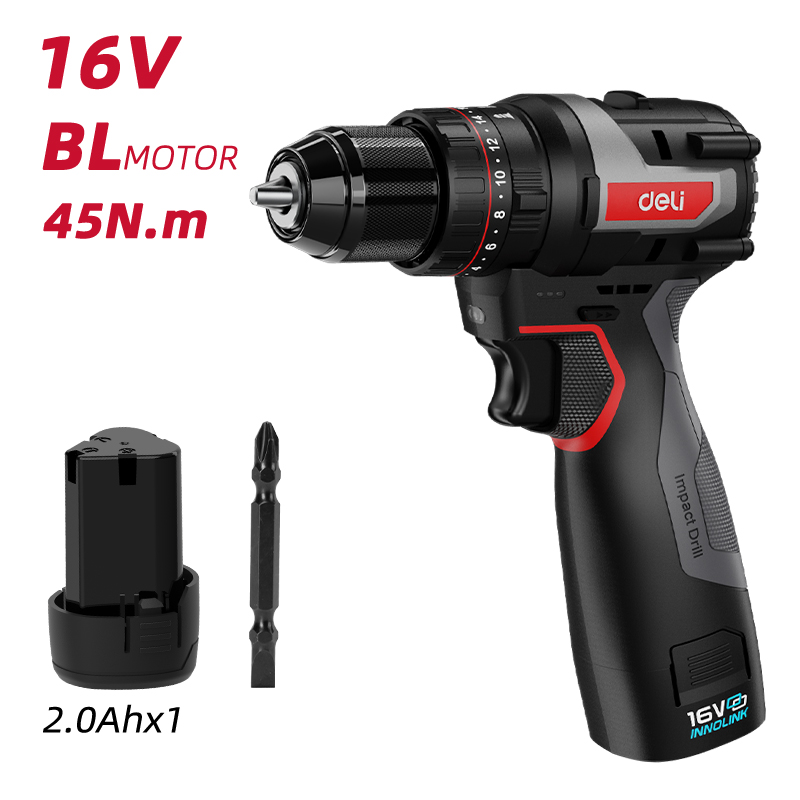 DELI  - 16V 45Nm Cordless Impact  Drill Set 