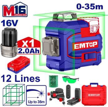 EMTOP- 3D CORDLESS 12-Line Laser Level