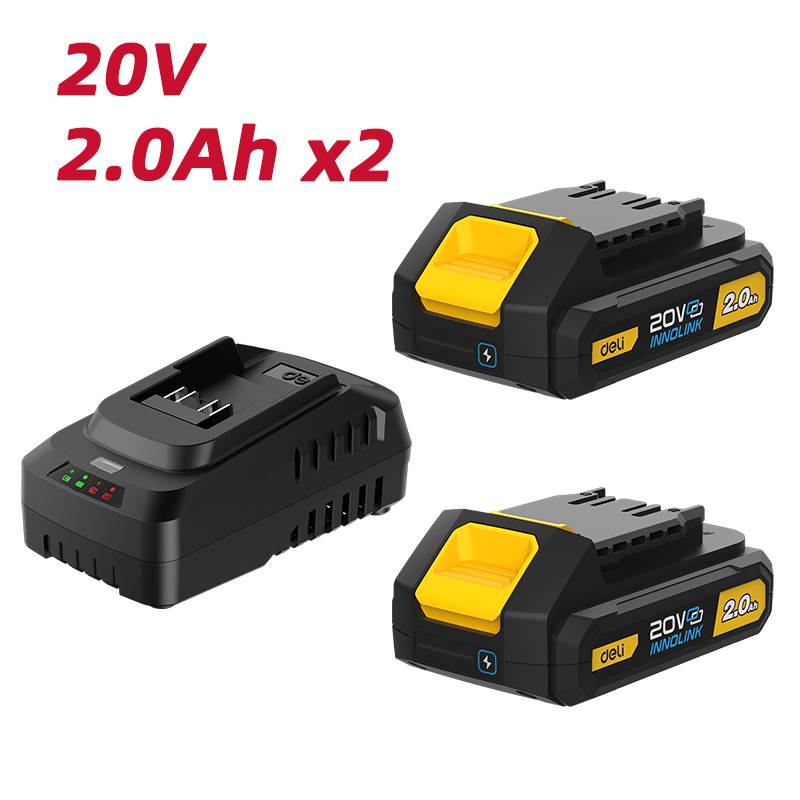 DELI - 20V 2.0Ah Rechargeable Battery Pack with Charger