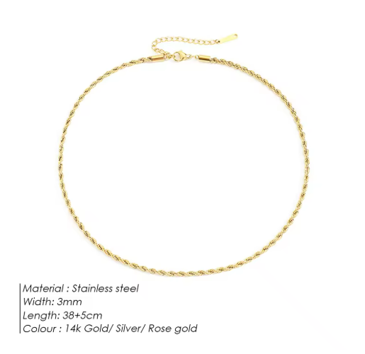 Gold Rope Chain Necklace