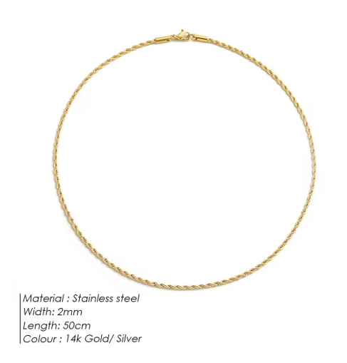 Gold Rope Chain Necklace