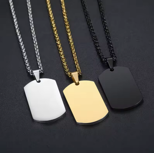 Metal Dog Tag Necklace Set