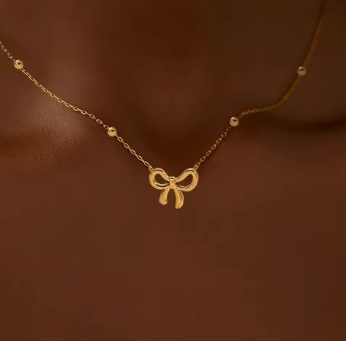 Gold Bow Pendant Necklace