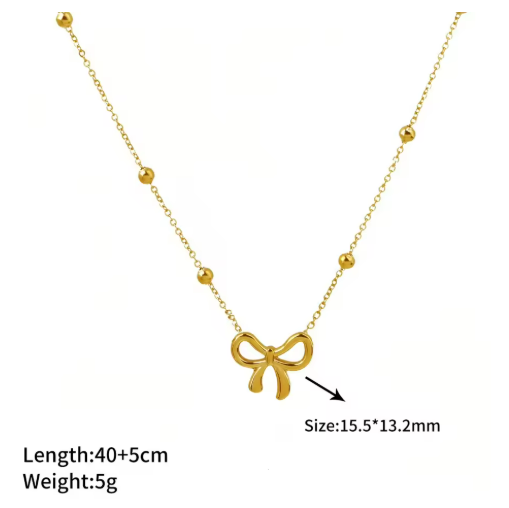 Gold Bow Pendant Necklace