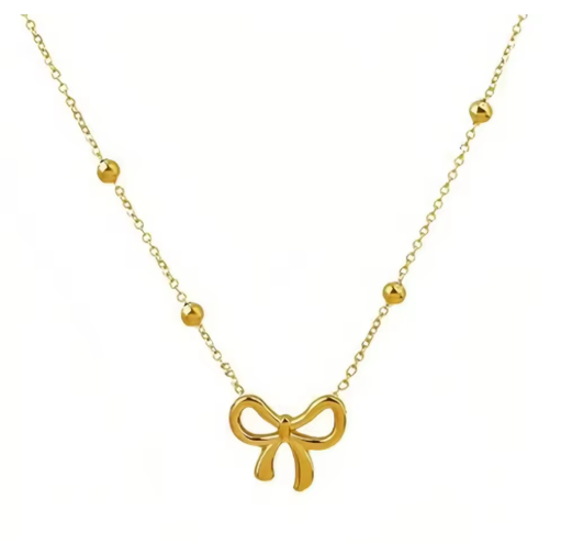 Gold Bow Pendant Necklace