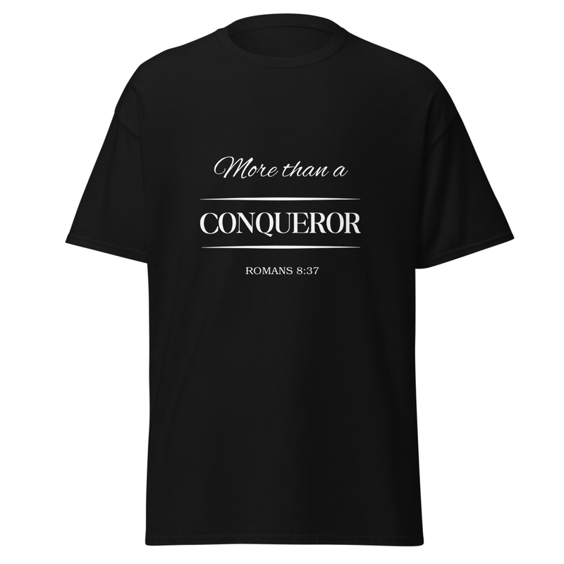 Unisex Classic Tee - Gildan 5000 - "More than a Conqueror" - Black & Dark Chocolate - Sizes S to 5XL