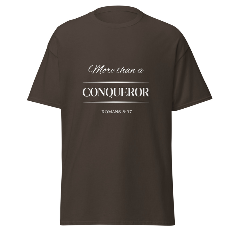 Unisex Classic Tee - Gildan 5000 - "More than a Conqueror" - Black & Dark Chocolate - Sizes S to 5XL