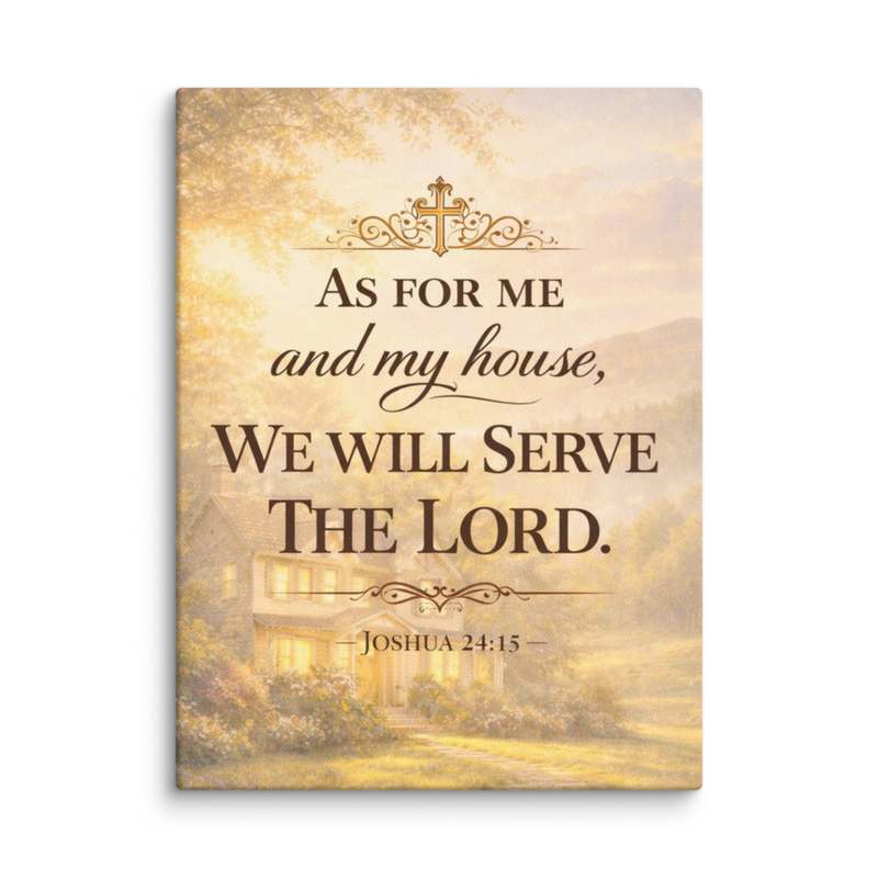 Scripture Canvas - "As For Me and My House We Will Serve The Lord" - 12" x 16"