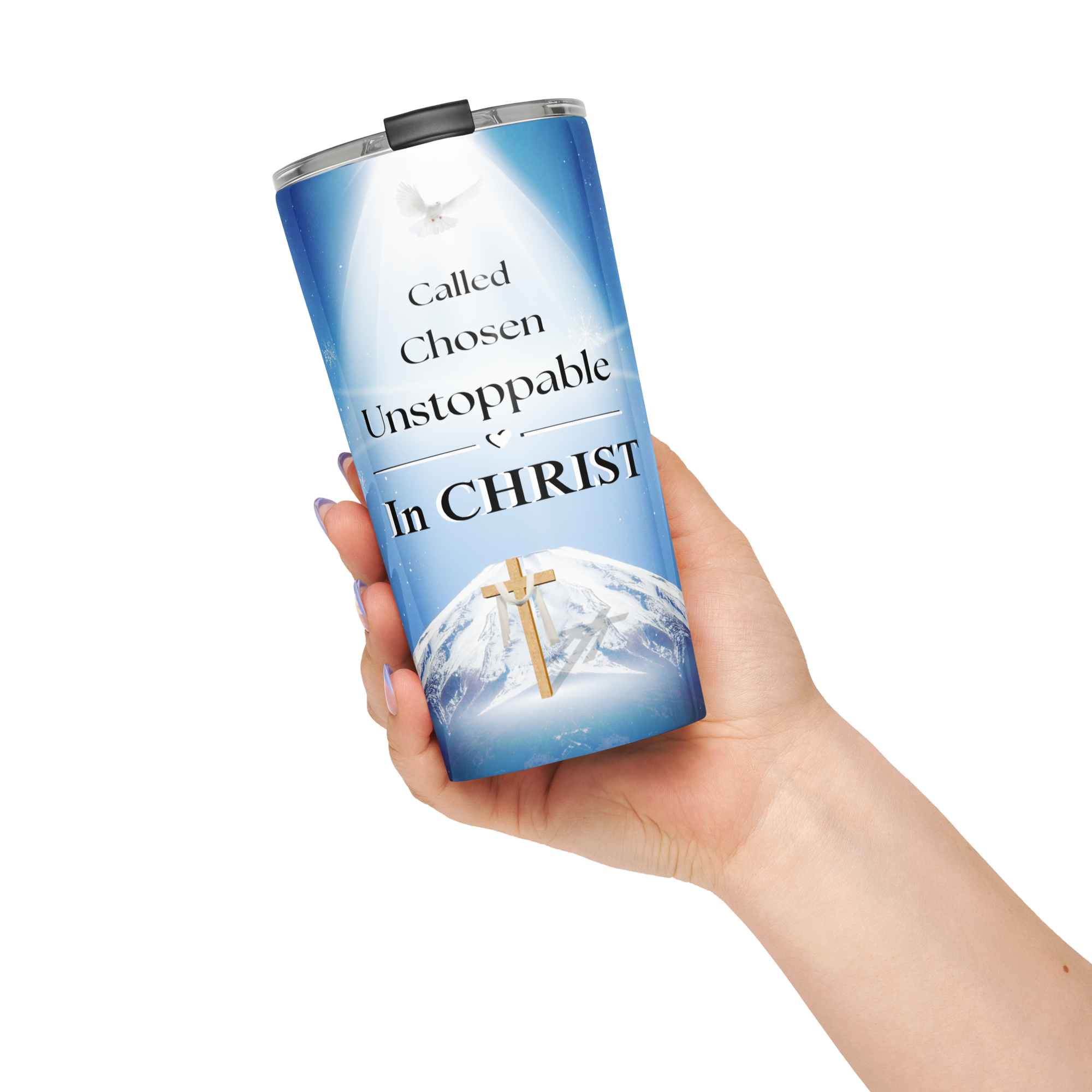 Tapered Stainless Steel Tumbler - "Called Chosen Unstoppable, In Christ" - 20oz