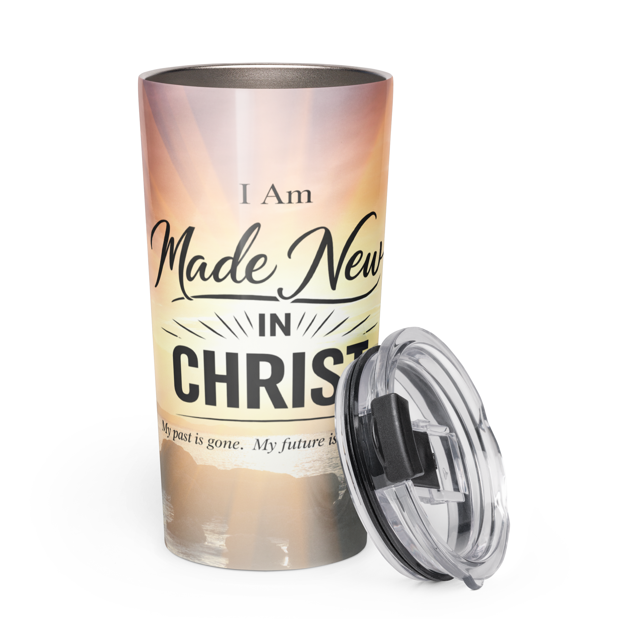 Tapered Stainless Steel Tumbler - "I Am Made New In Christ" - 20oz
