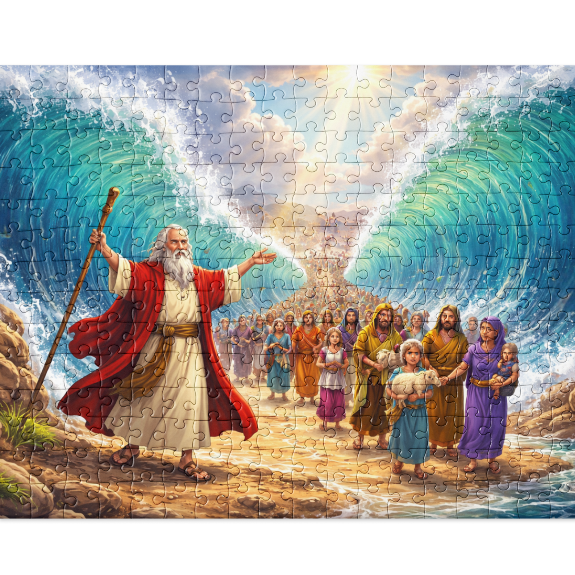 Jigsaw Puzzle - "Moses Parting The Red Sea" - 252 pieces - 14" x 11" - (Ages 6-12)