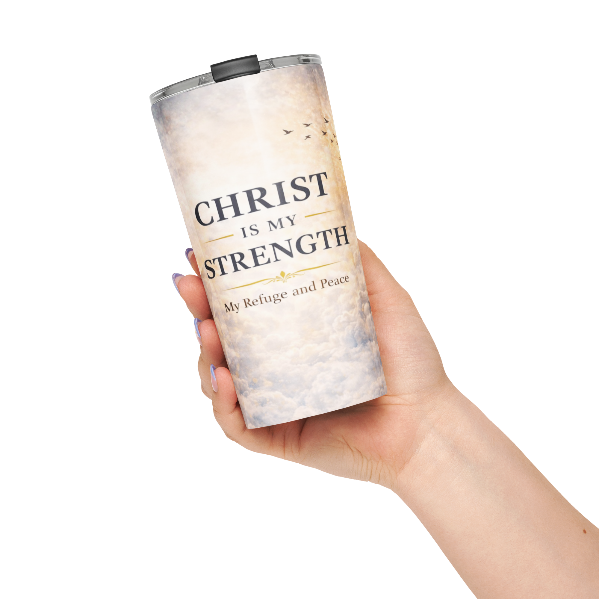 Tapered Stainless Steel Tumbler - "Christ Is My Strength" - 20oz