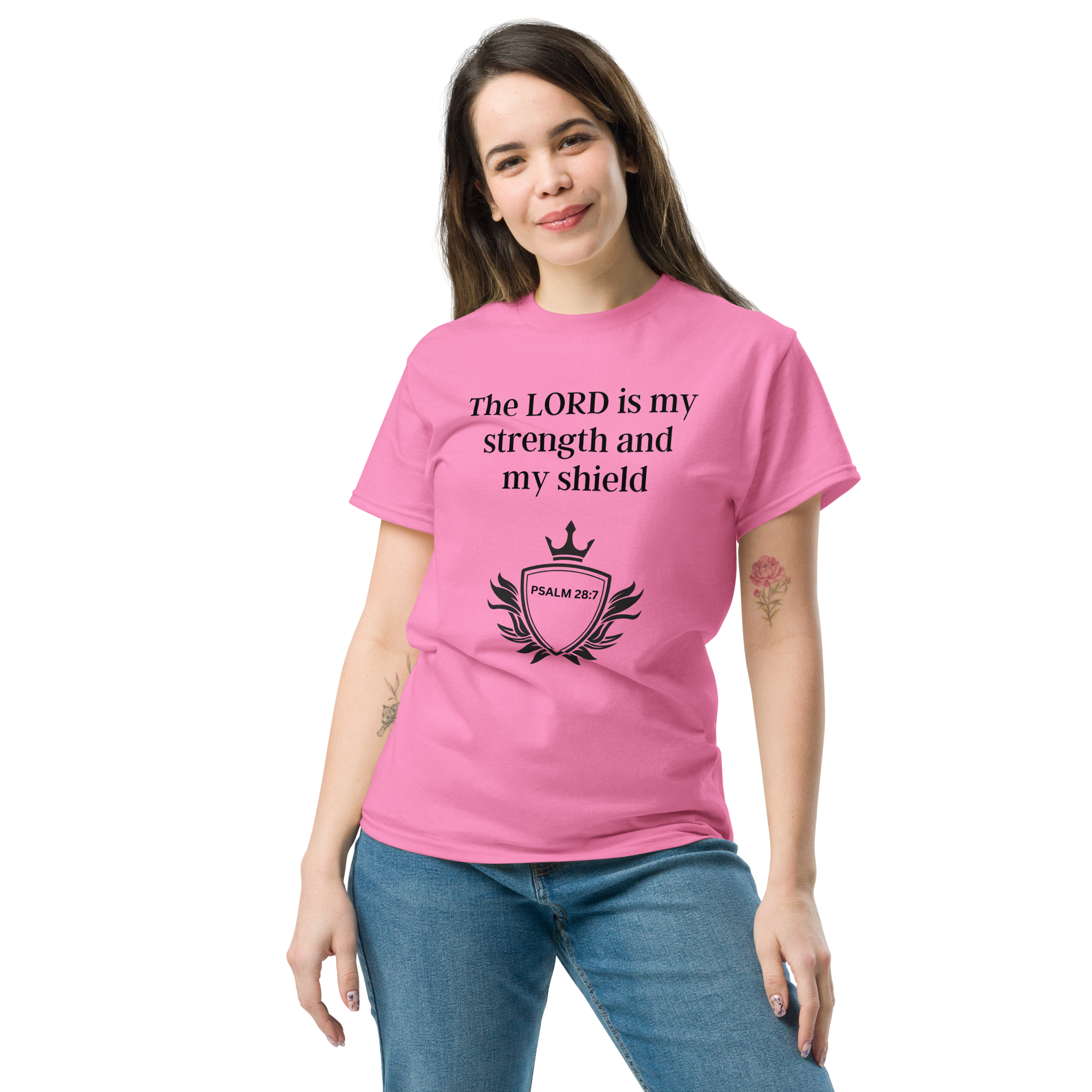 Unisex classic tee - "The Lord is my strength and my shield" - Small to 5XL