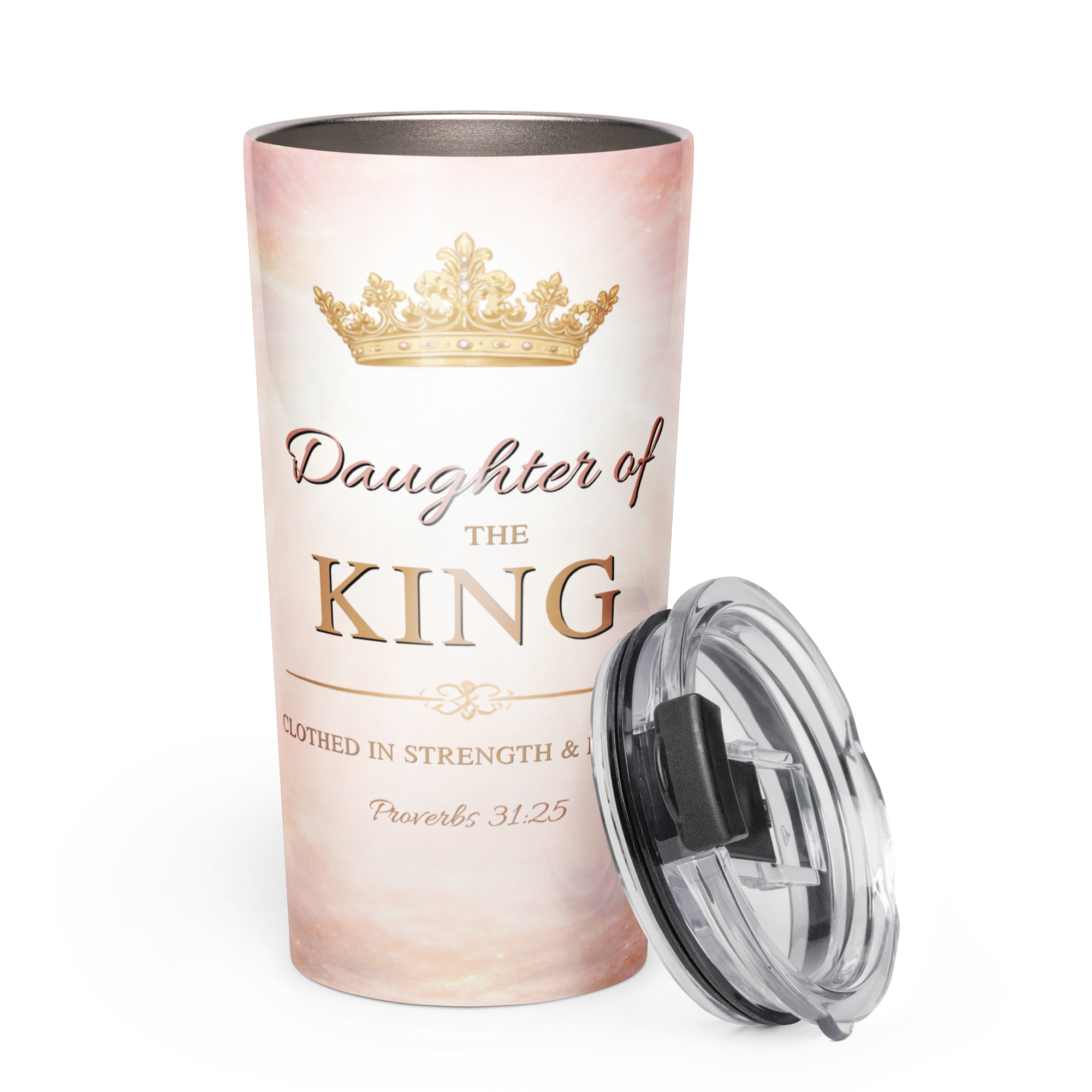 Tapered Stainless Steel Tumbler - "Daughter of The King" - 20oz